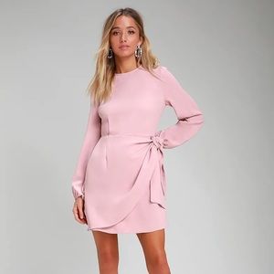 Believe It or Knot Rose Pink Long Sleeve Tie-Front Dress / Size L / Rose Pink